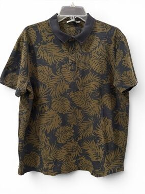 Vince Trim Fit Palm Fronds Mesh Pique Polo Shirt L
